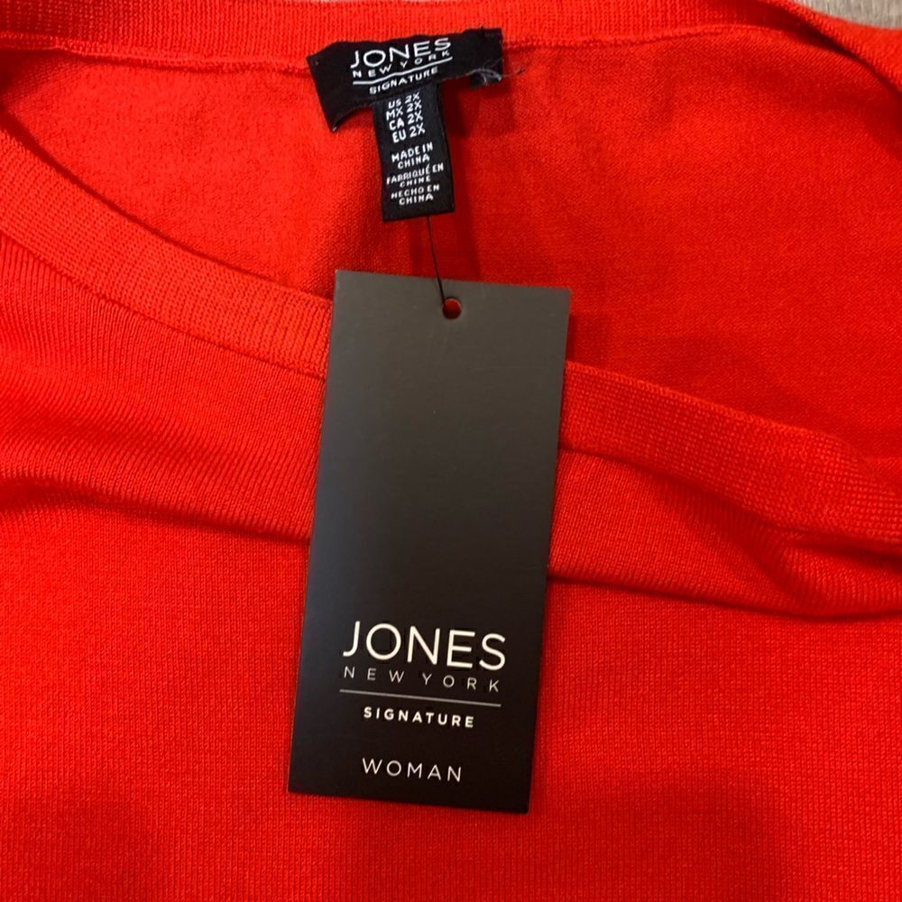 NWT Jones New York Red Long sleeve peep shoulder with gold bottom detai… - Picture 9 of 13